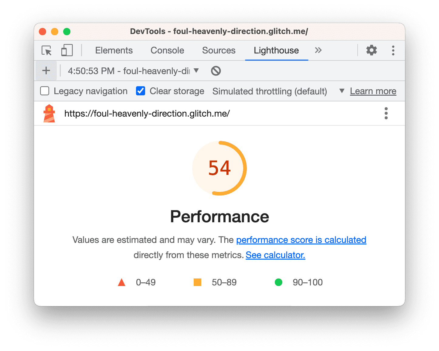 Ein Lighthouse-Bericht nach der Konfiguration von webpack für die Verwendung des Produktionsmodus.