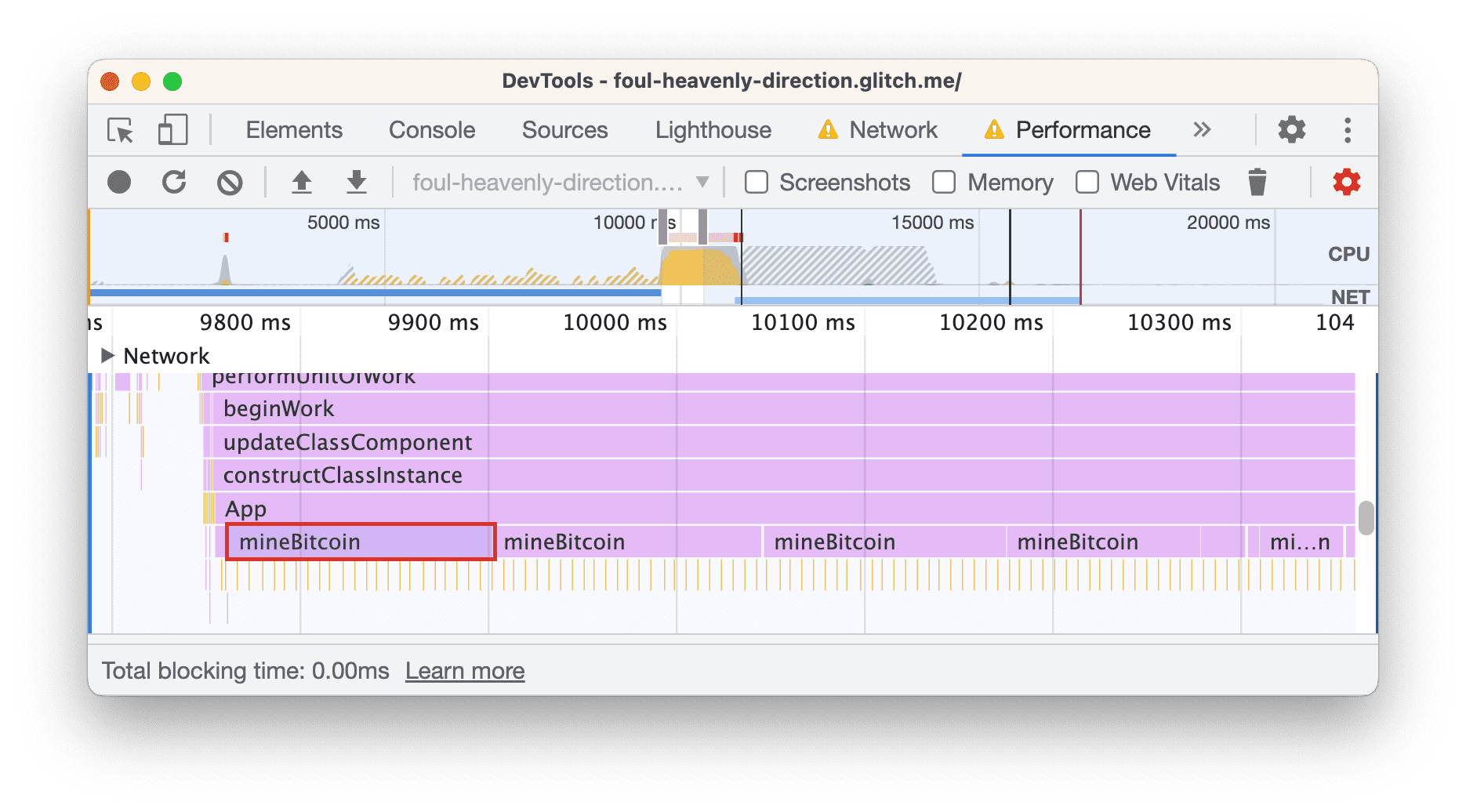 The mineBitcoin activity.