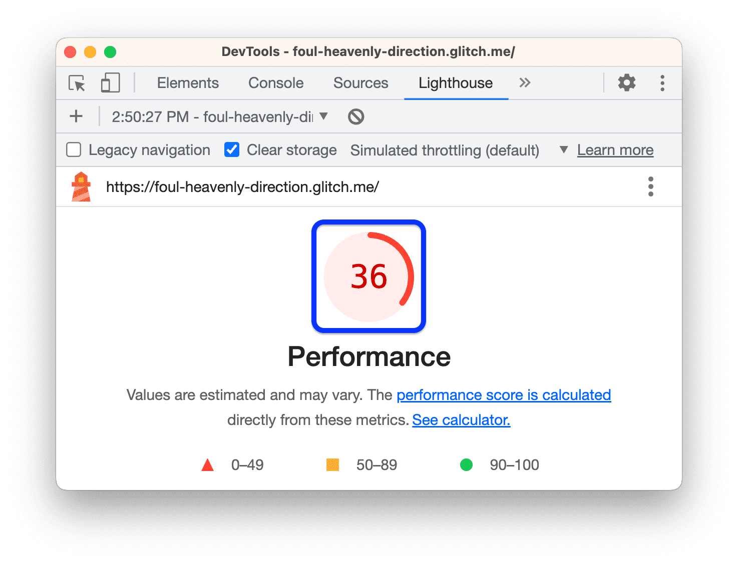 The overall performance score.