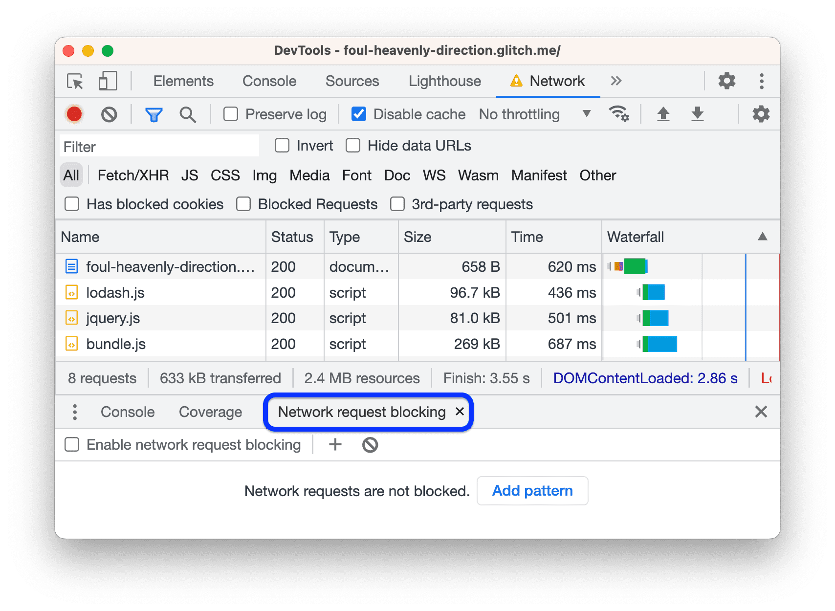 تب Request Blocking.