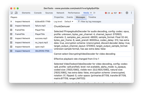 Media: View and debug media players information | Chrome DevTools ...