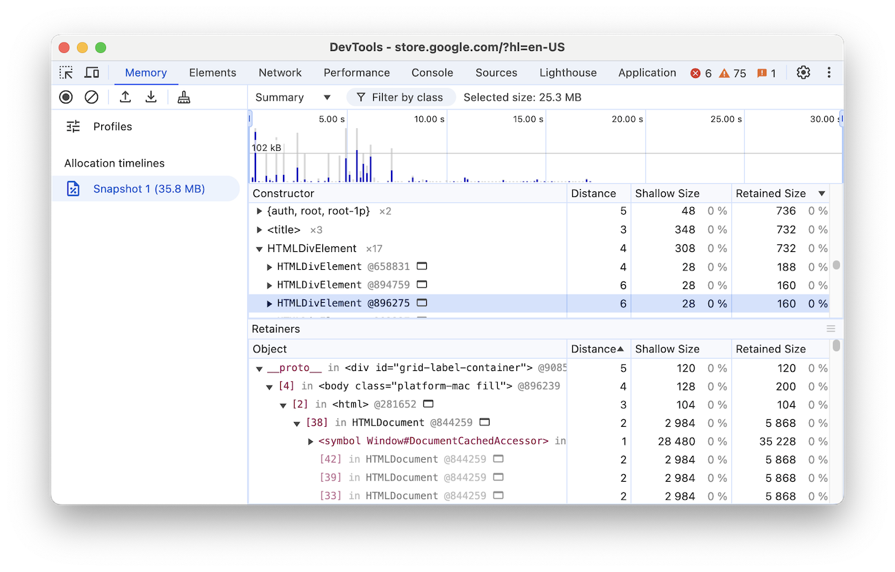 An Allocation timeline example recording.