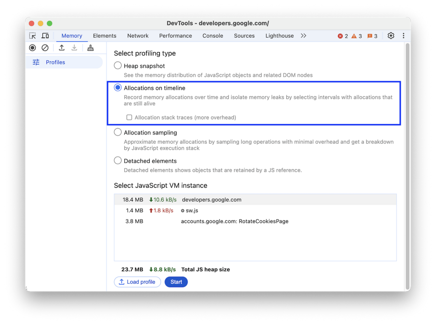 How to Use the Allocation Timeline Tool | Chrome DevTools | Chrome for ...