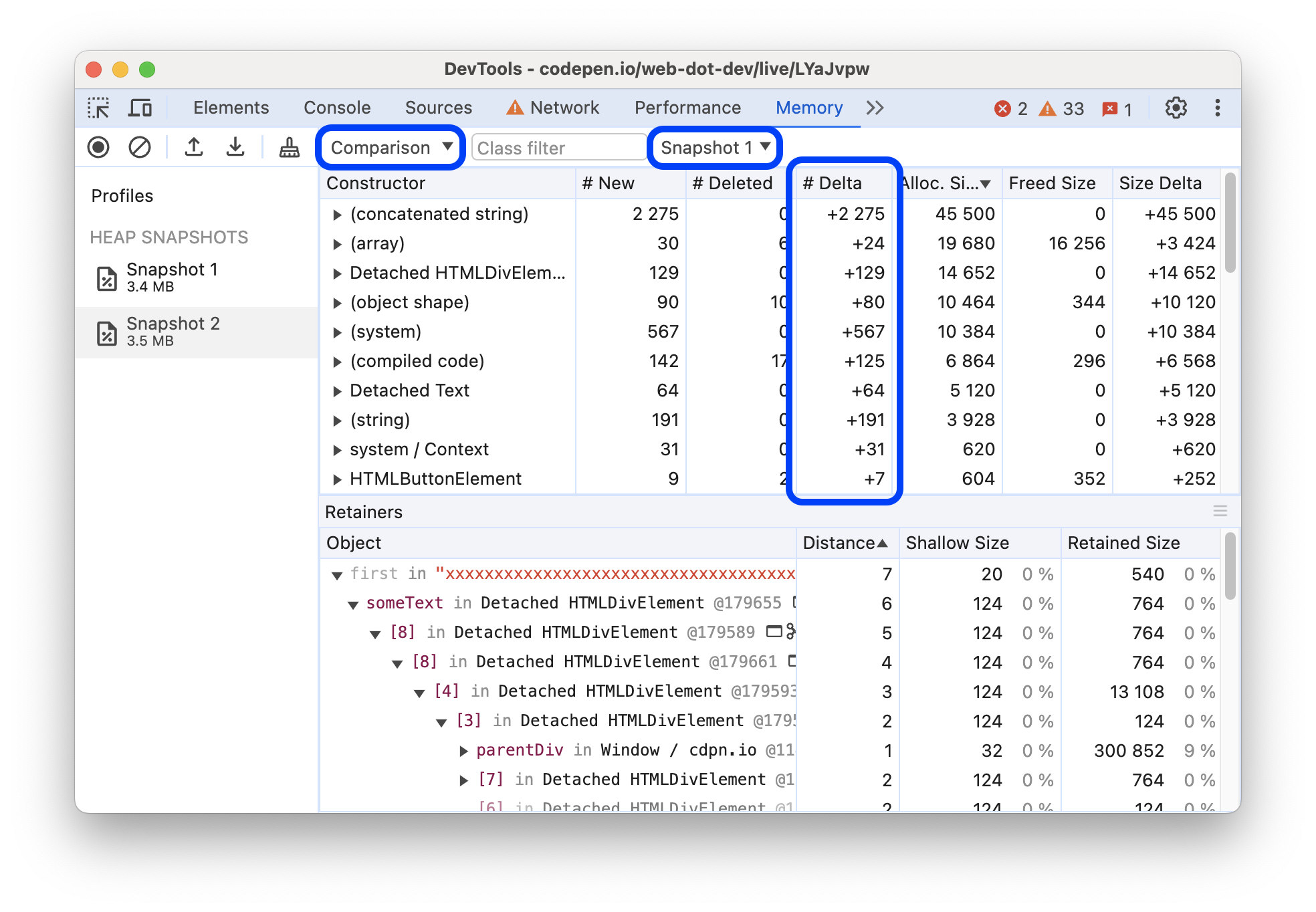 Dibandingkan dengan Snapshot 1.