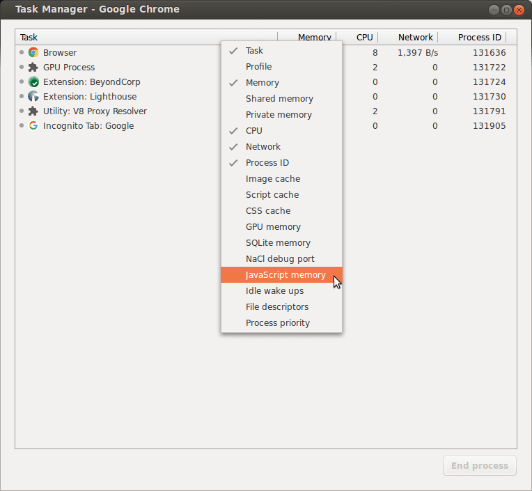 Como ativar a memória do JS