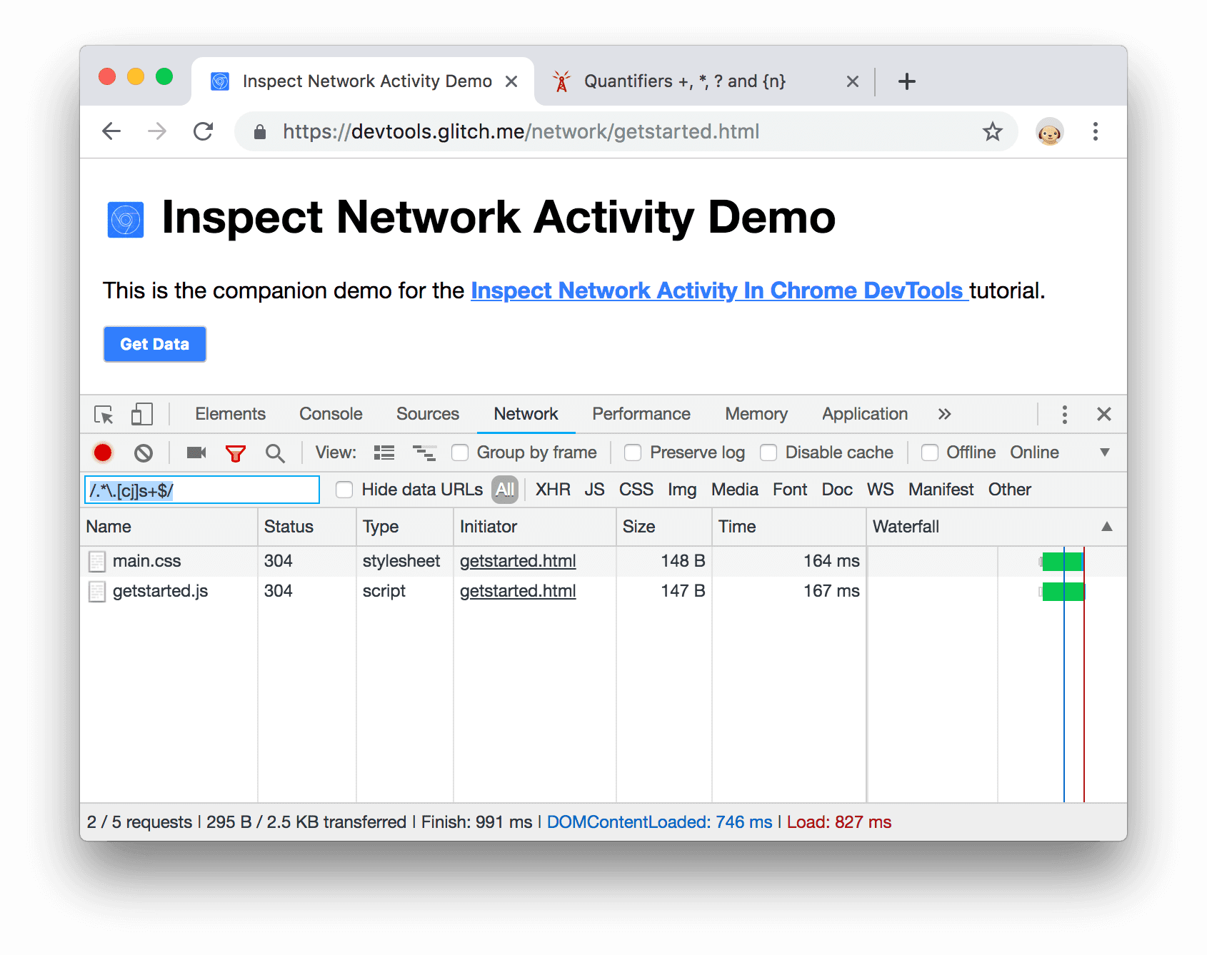 A regular expression filter