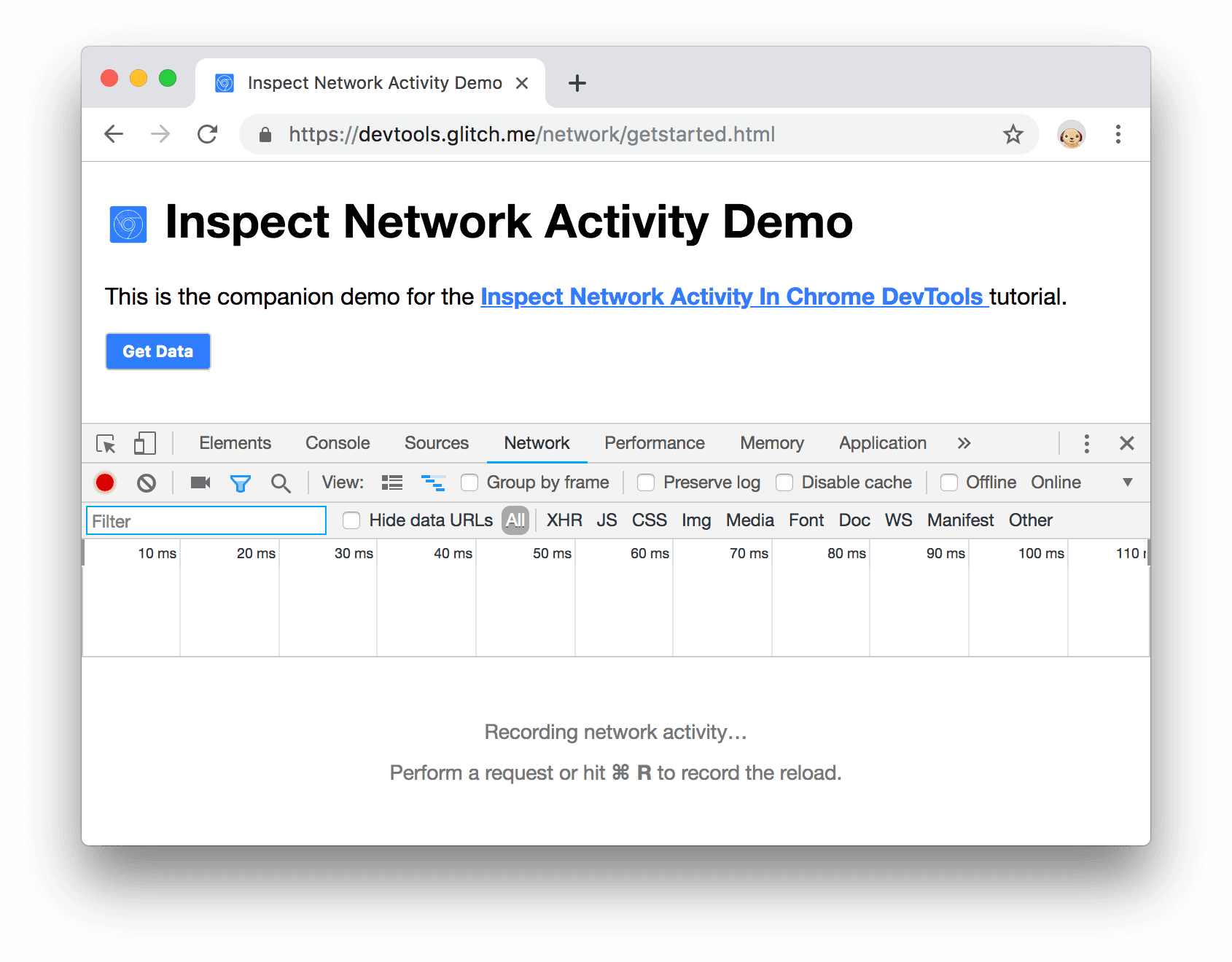 ウィンドウの下部に固定された DevTools