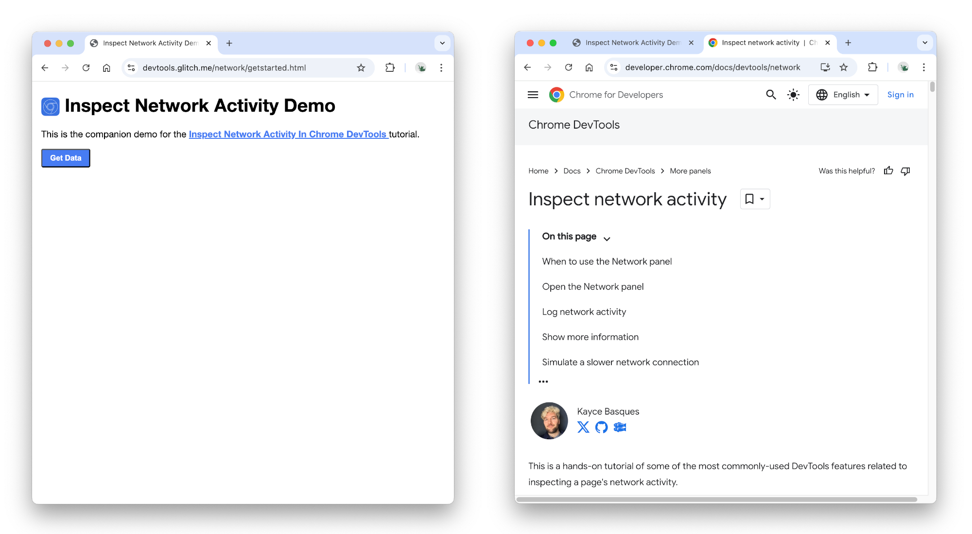 La demo in una finestra e questo tutorial in un'altra finestra.