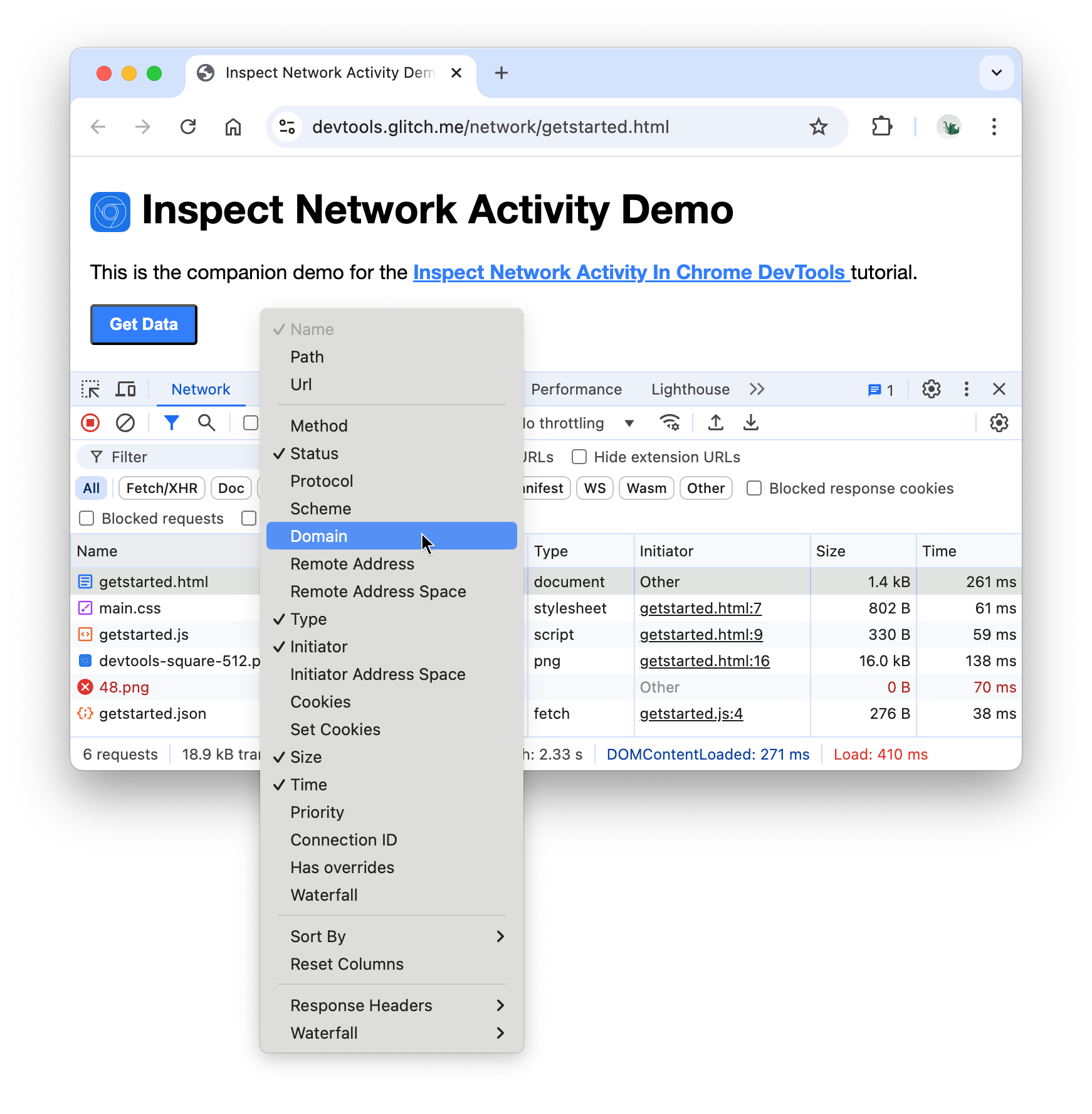 تفعيل عمود "النطاق"