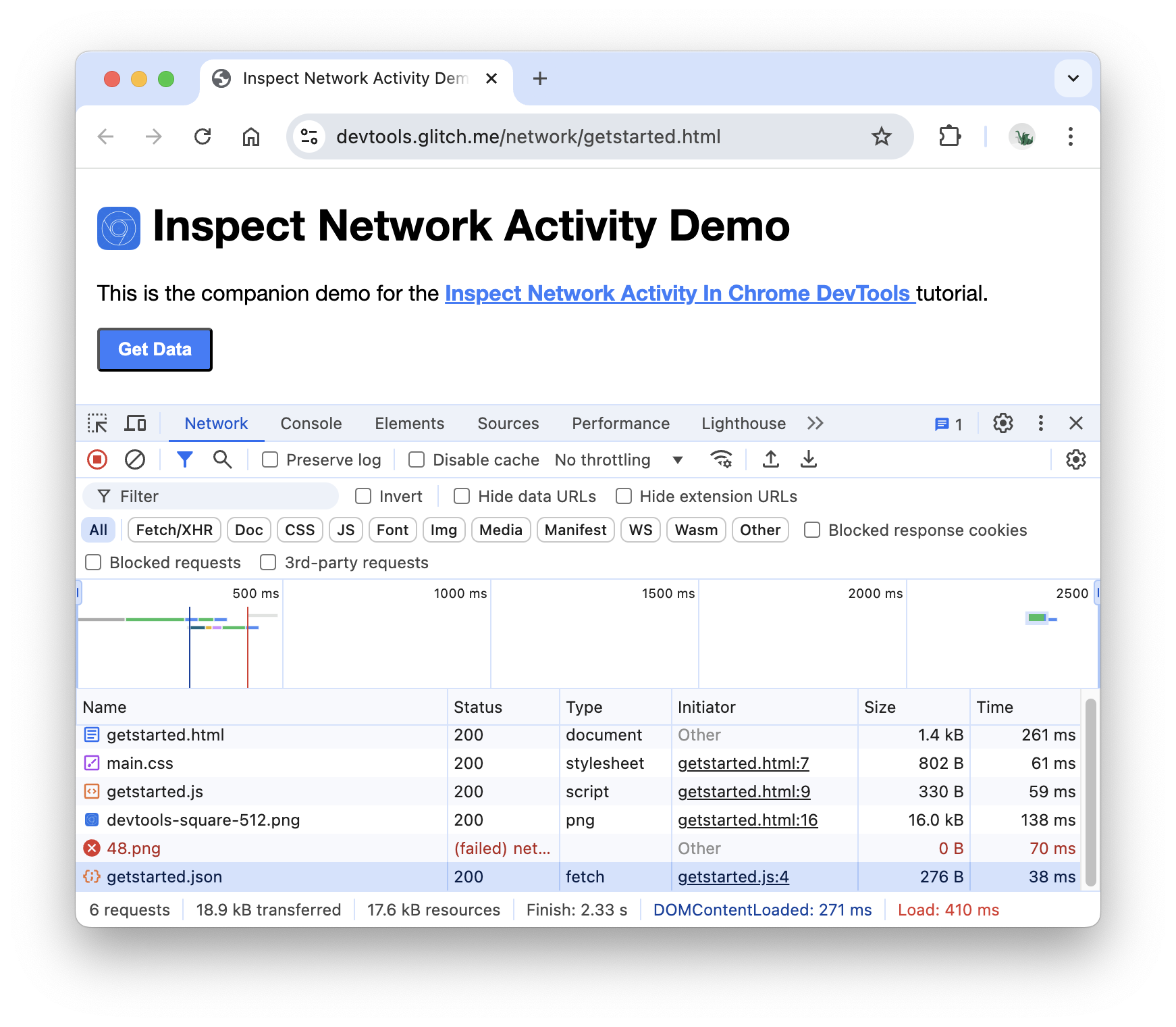 A new resource in the Network Log.