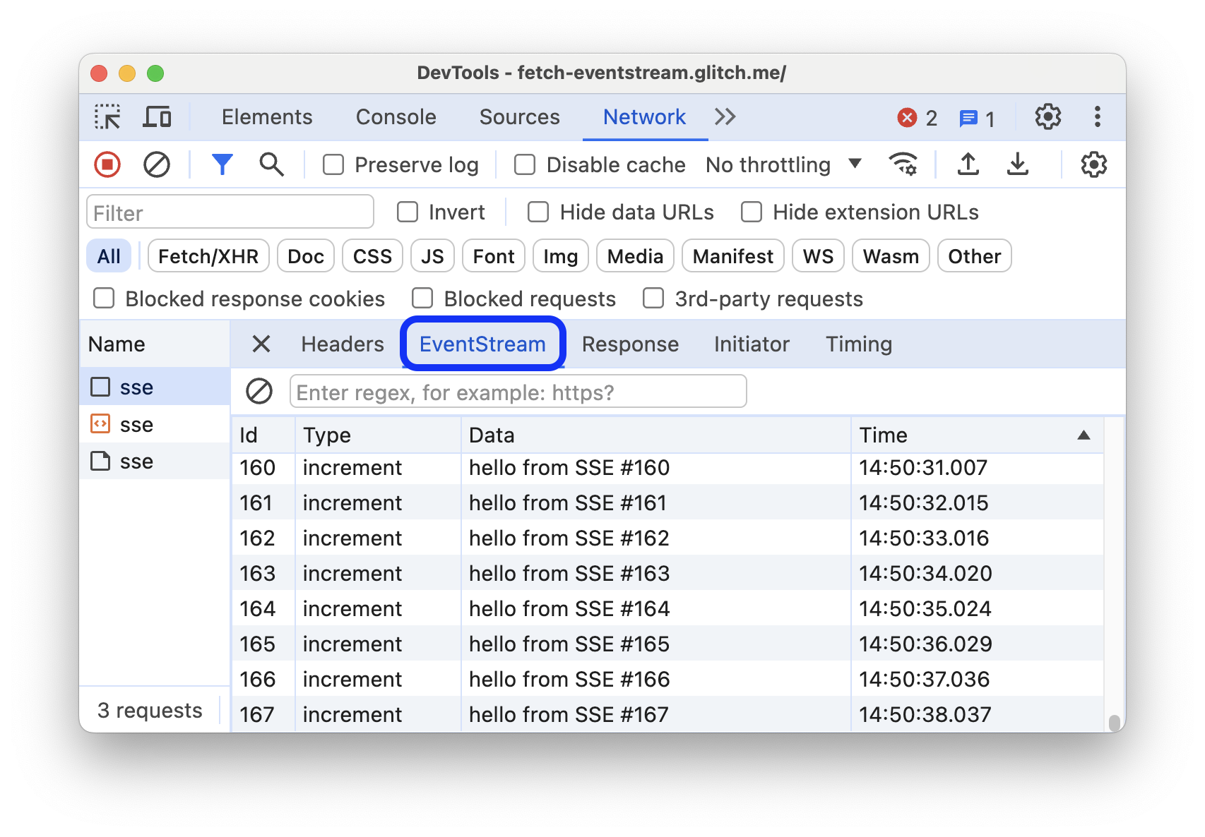 برگه EventStream.
