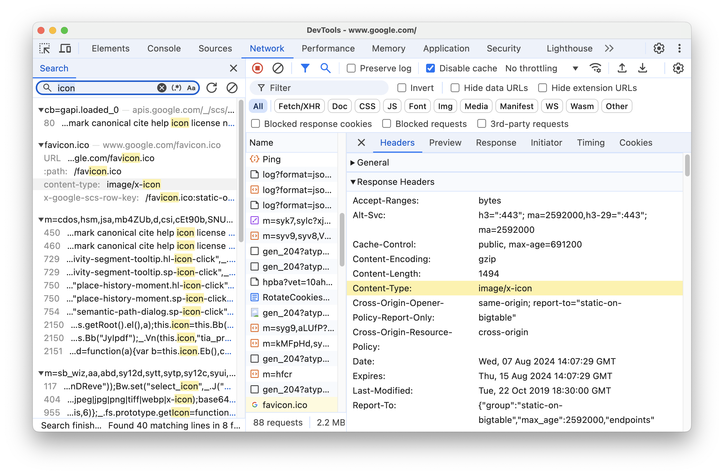 L'onglet "Rechercher" à droite du panneau "Réseau".