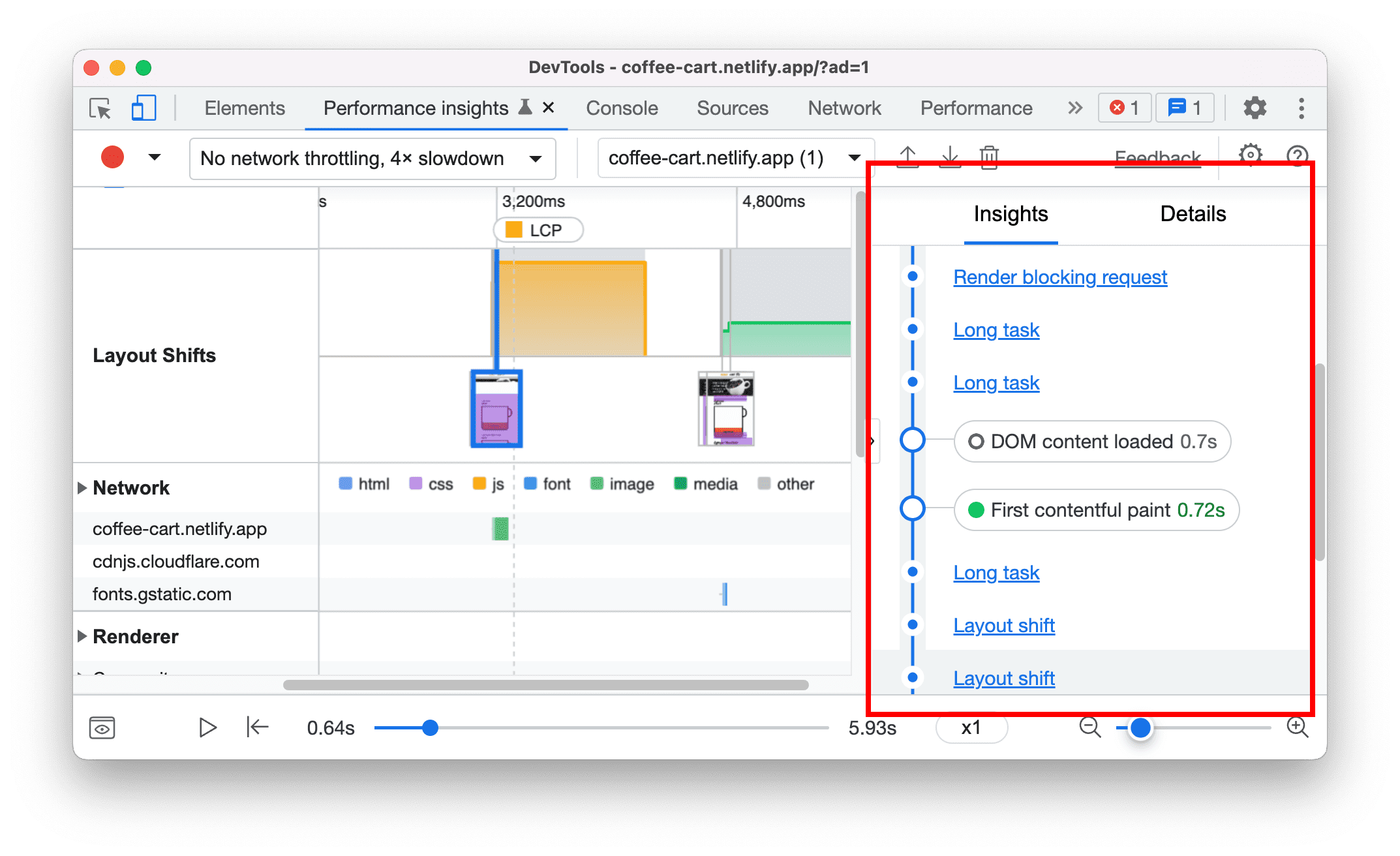 Insights pane.