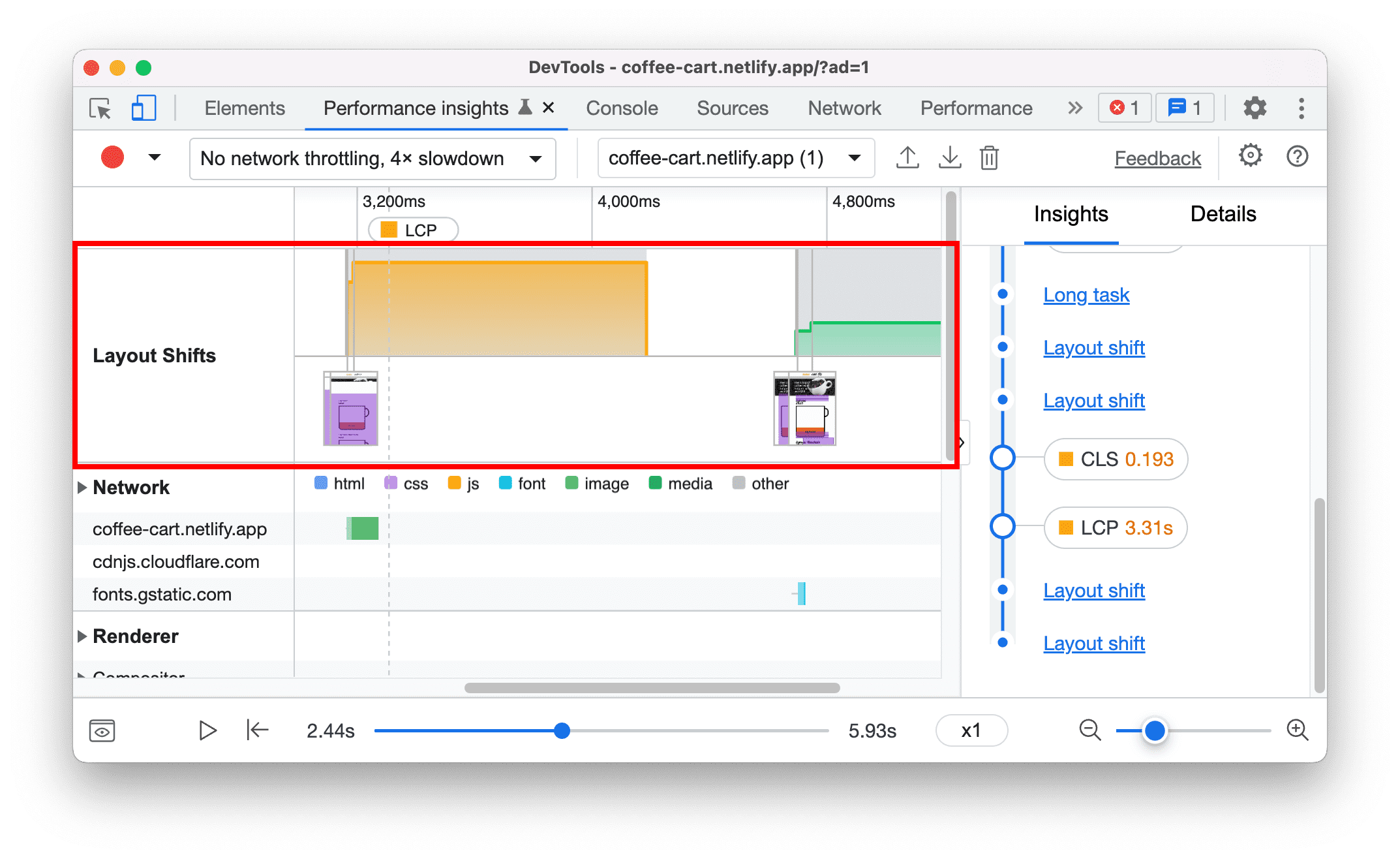 Theo dõi các thay đổi bố cục.