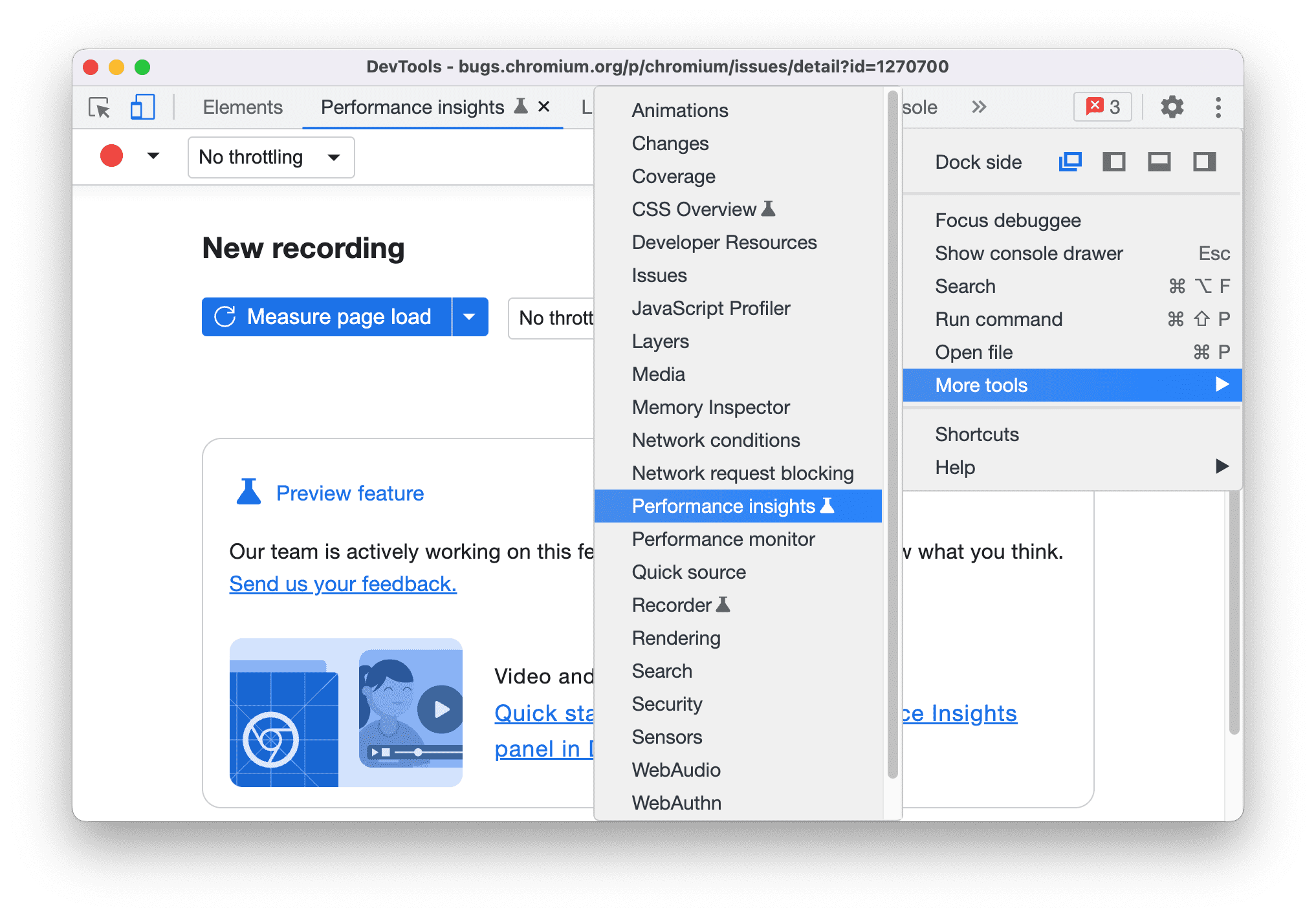 Insight performa di menu.