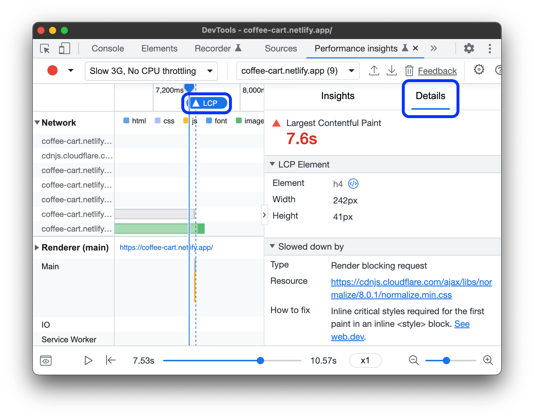 Le volet "Détails".