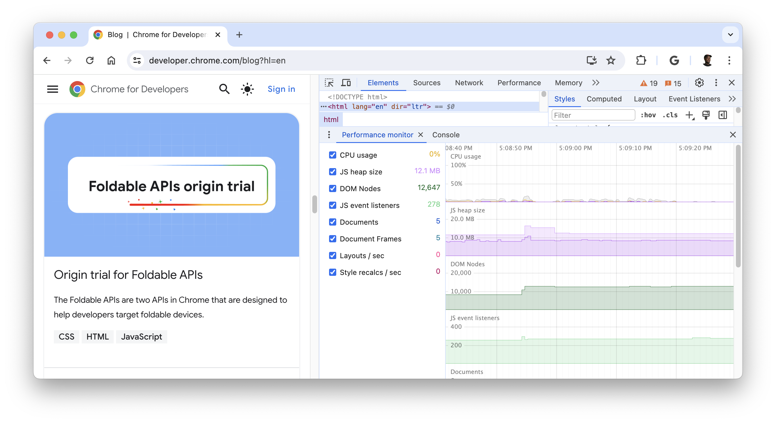 Panel Performance monitor.