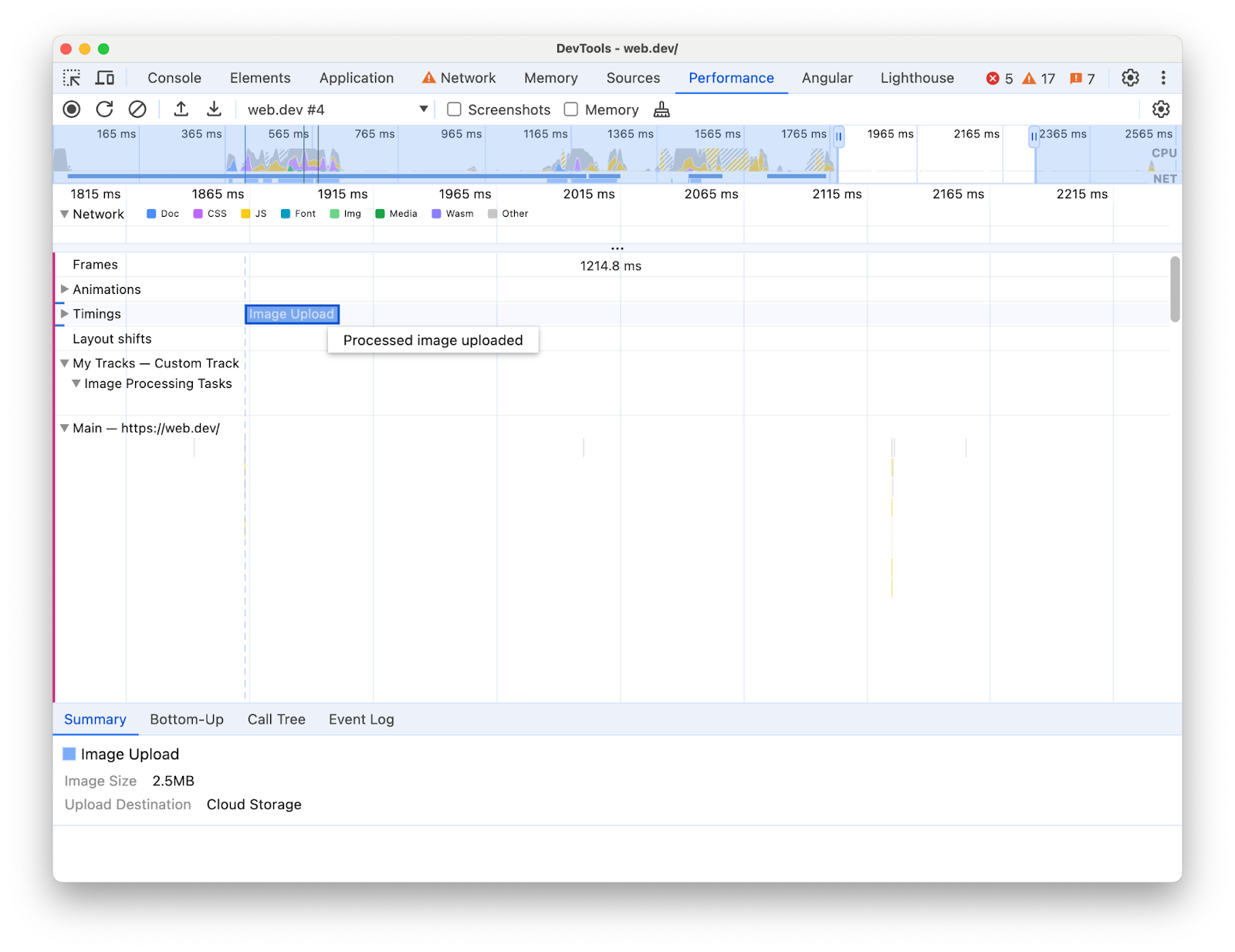 Een aangepaste markering in de timingtrack.