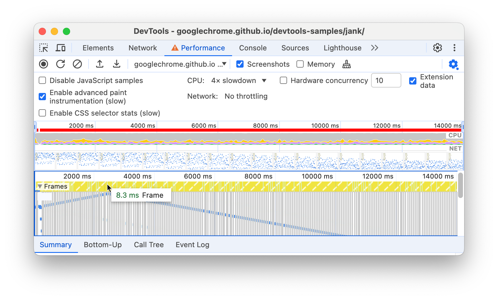 Den Mauszeiger auf einen Frame bewegen