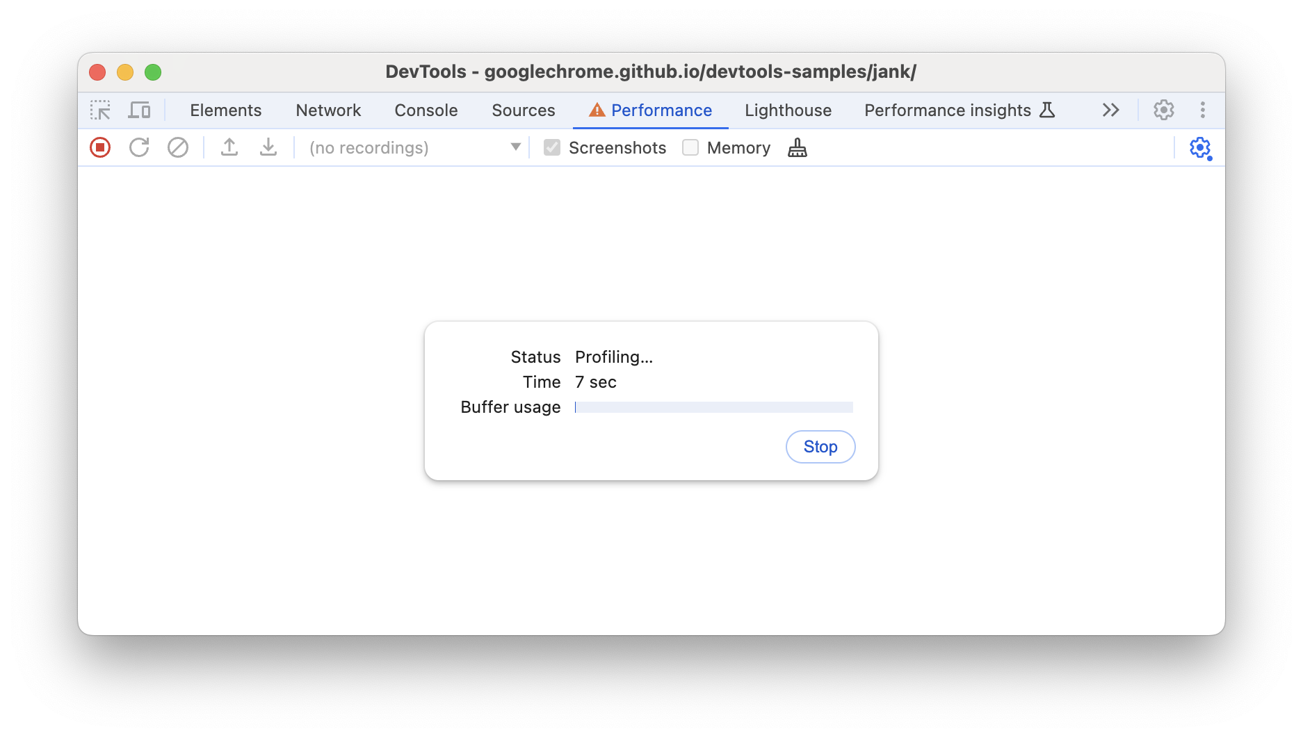 Profileren van de demopagina.