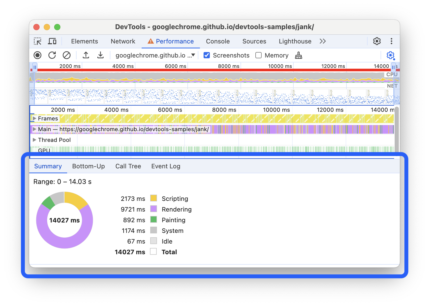 A guia "Resumo", destacada em azul.