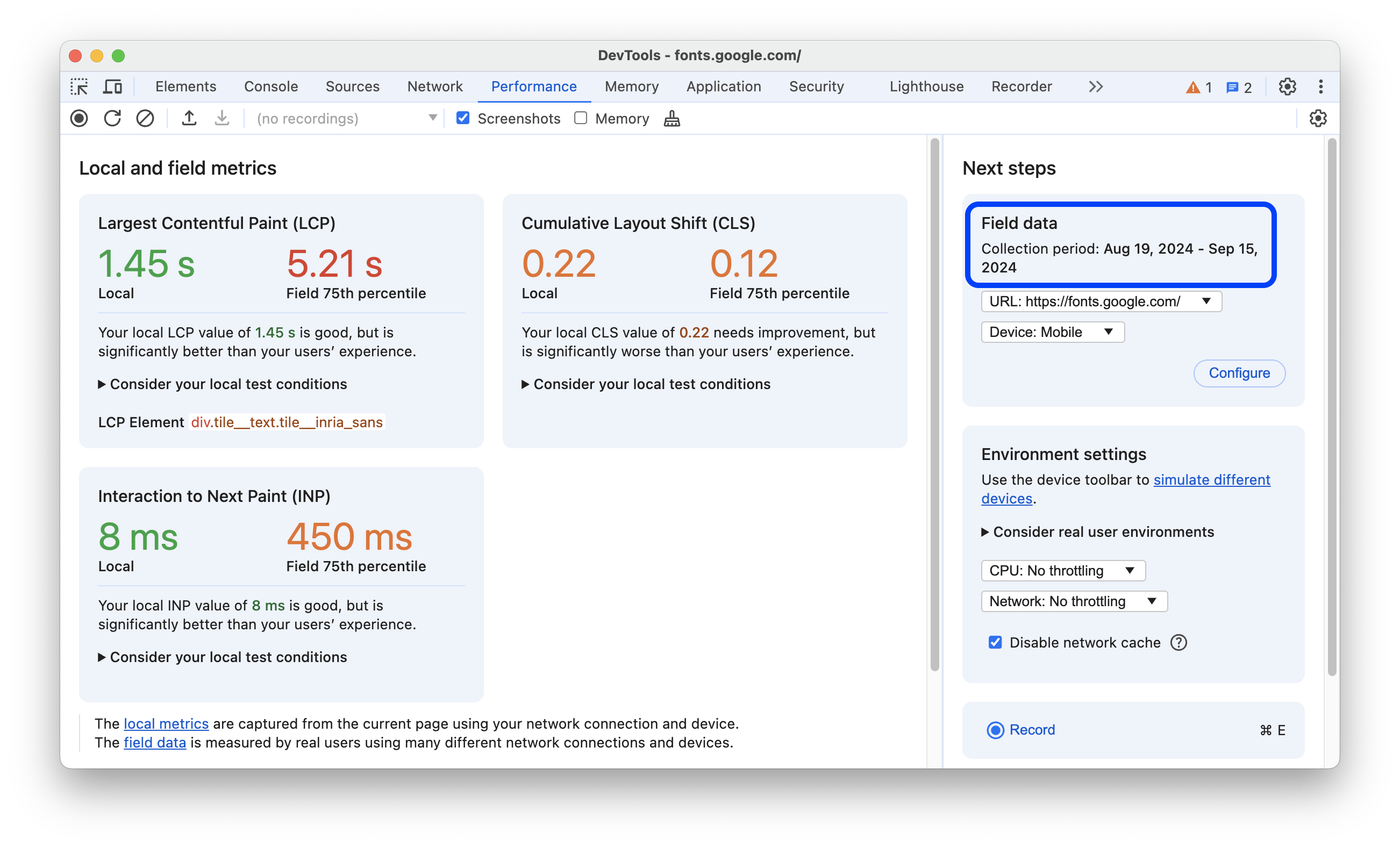 फ़ेच किए गए फ़ील्ड डेटा को इकट्ठा करने की अवधि.