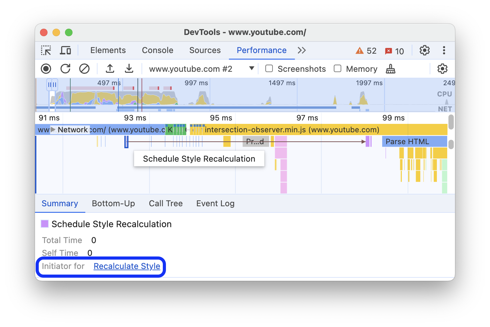 সারাংশ ট্যাবে 'এর জন্য ইনিশিয়েটর' লিঙ্ক।