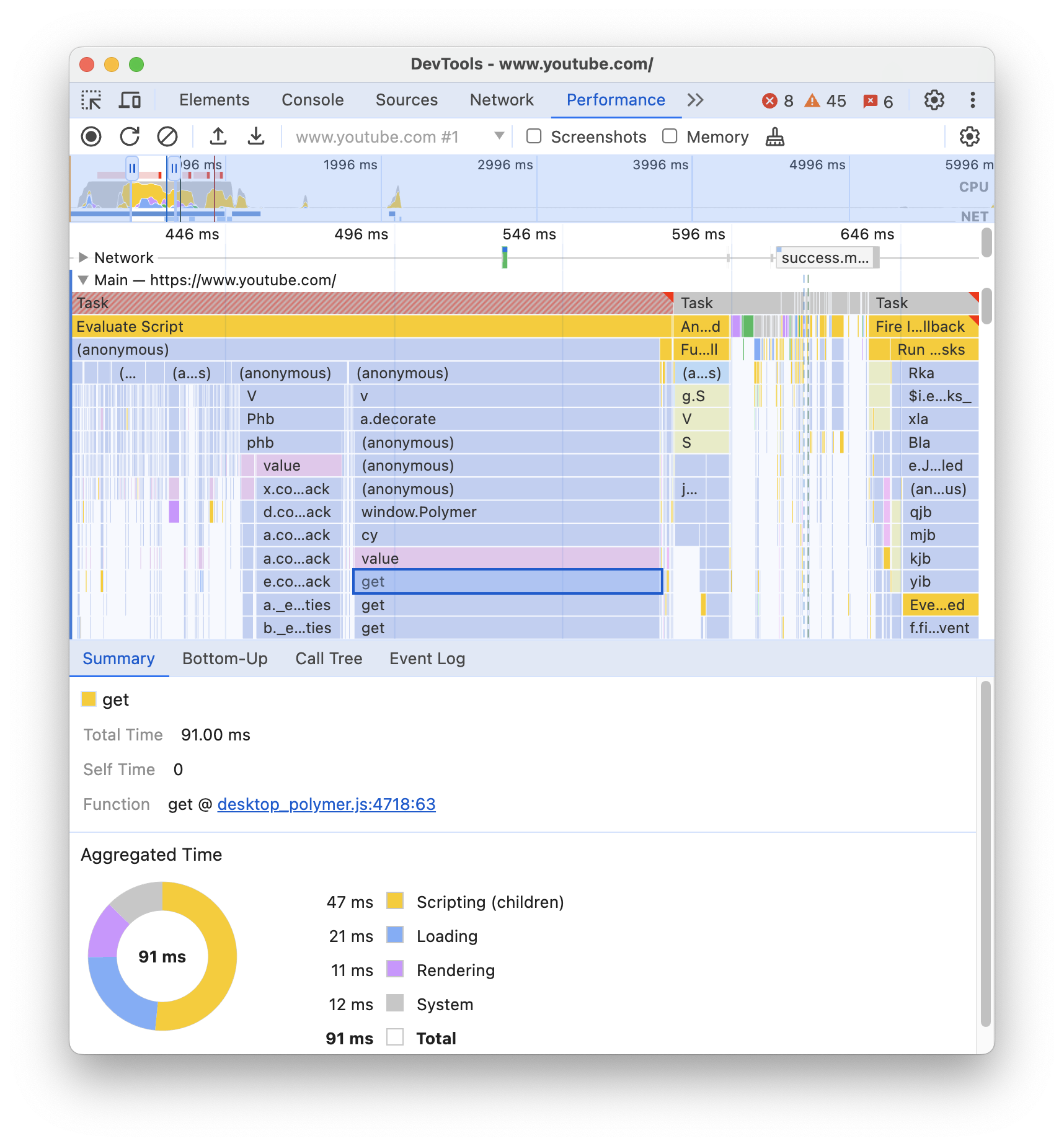 Performance features reference, DevTools