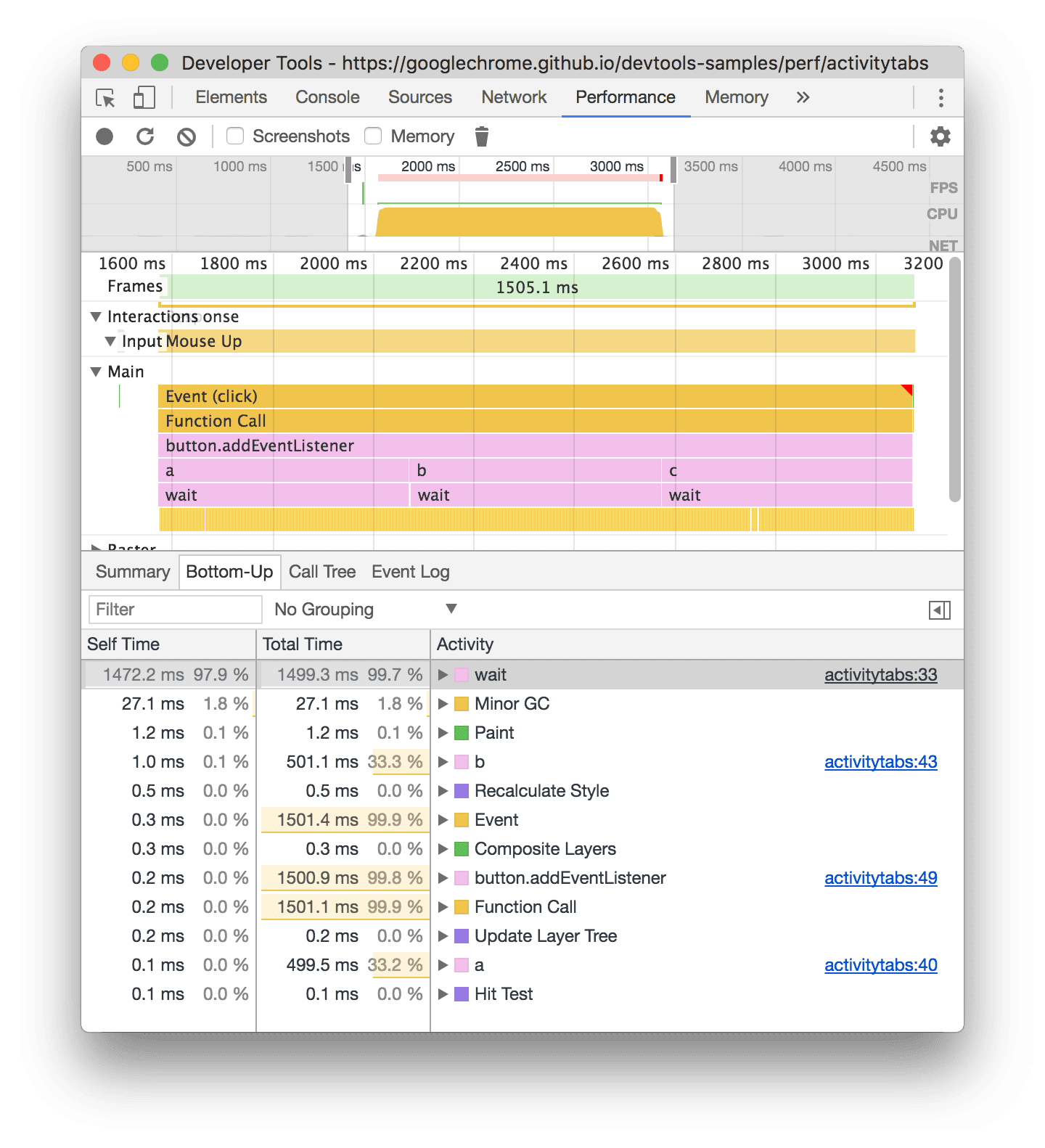 Der Tab „Bottom-up“-Ansatz.