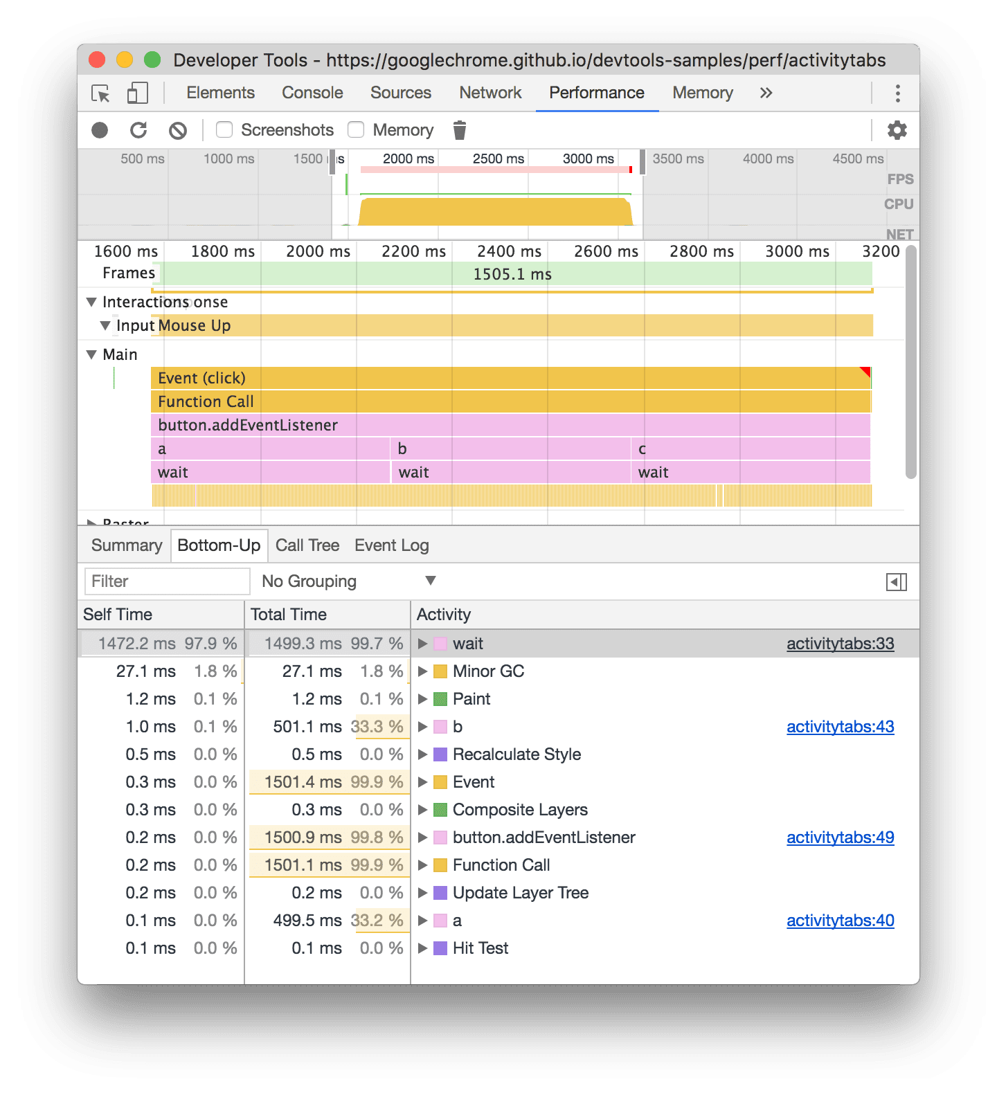 แท็บ "จากล่างขึ้นบน"