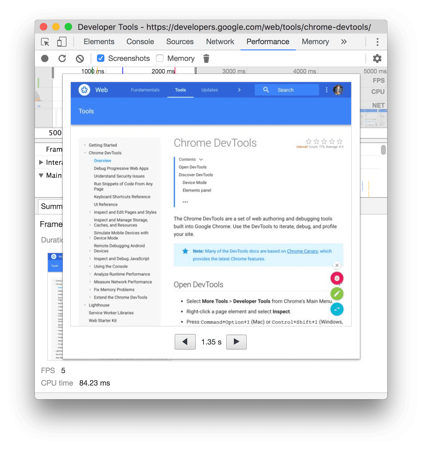 Aumento dello zoom di uno screenshot dalla scheda Riepilogo.