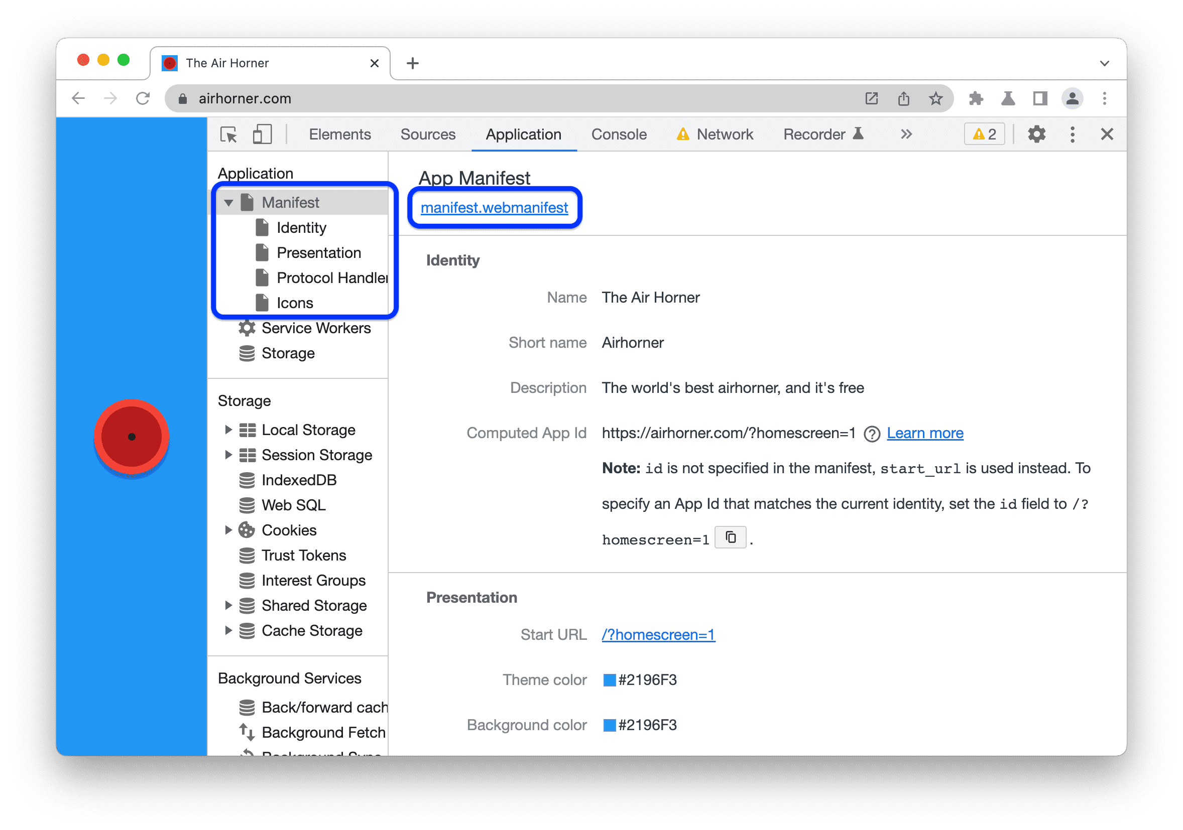 Manifest sekmesi