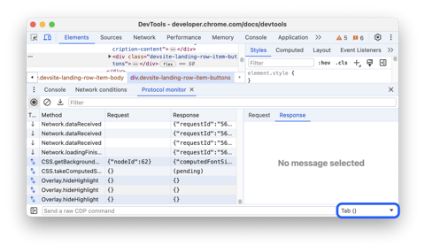 Protocol monitor: View and send CDP requests | Chrome DevTools | Chrome ...
