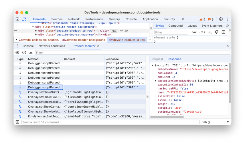 Protocol monitor: View and send CDP requests | Chrome DevTools | Chrome ...