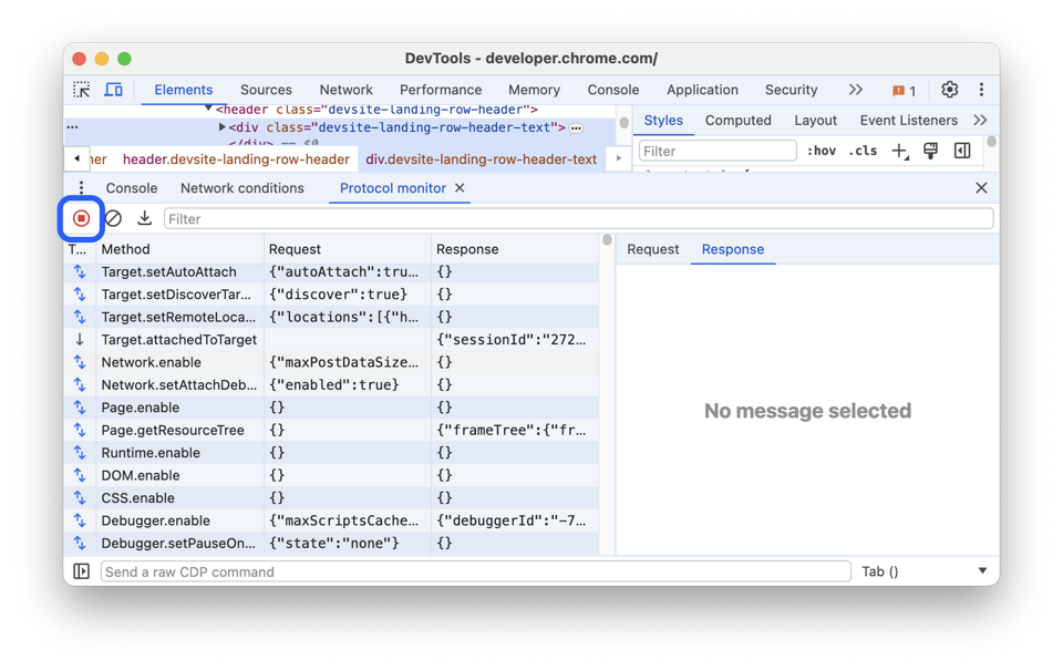 Protocol monitor: View and send CDP requests | Chrome DevTools | Chrome ...
