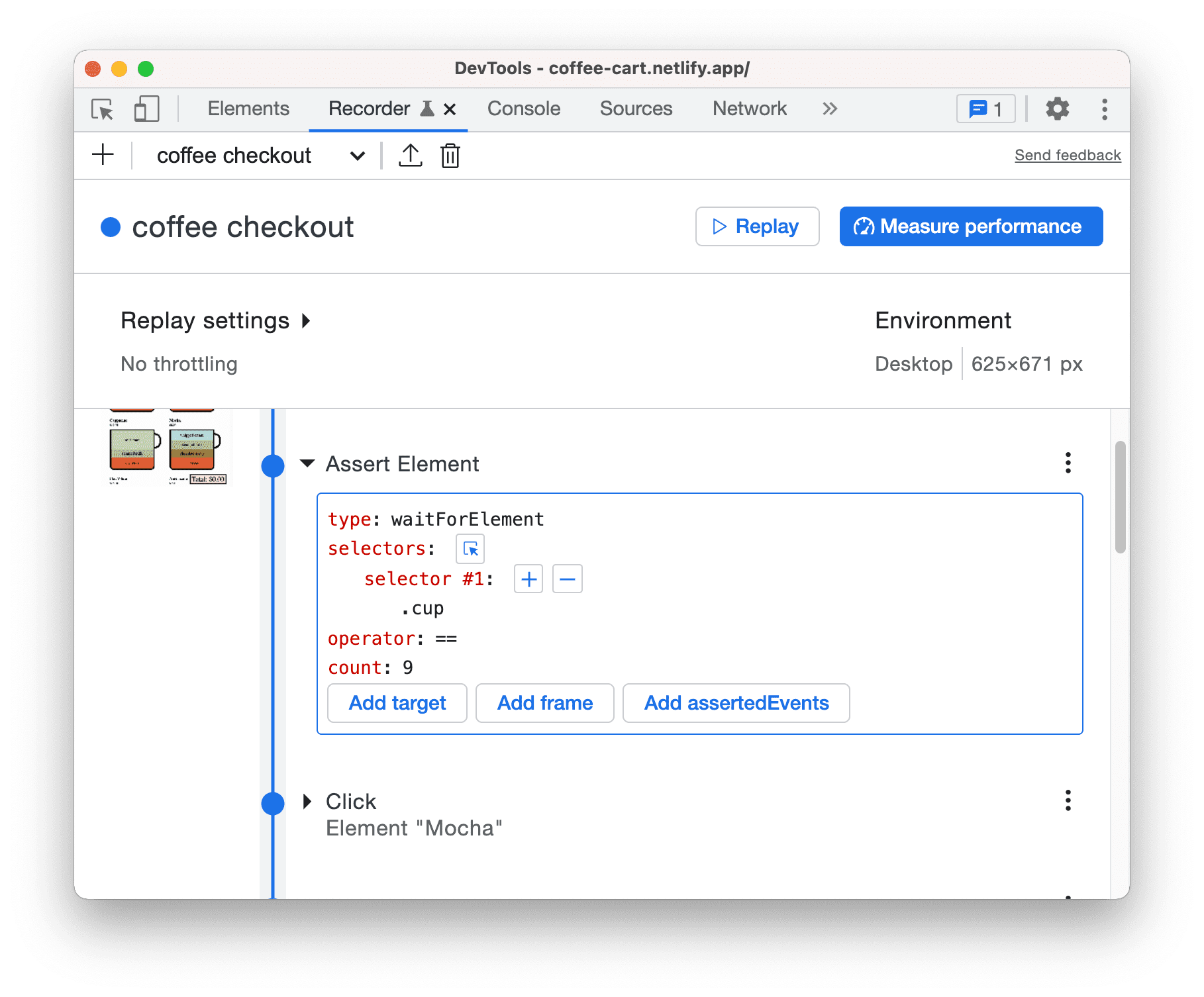 The new step for coffee checkout has been updated with the aforementioned details.
