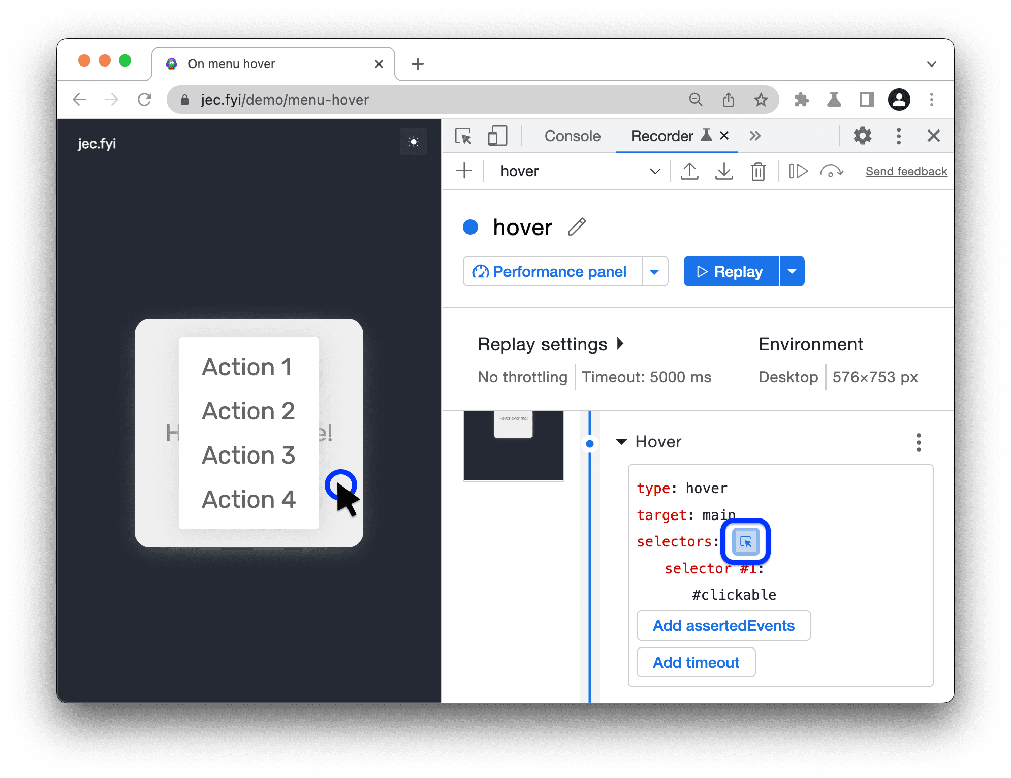 Configuración del selector.