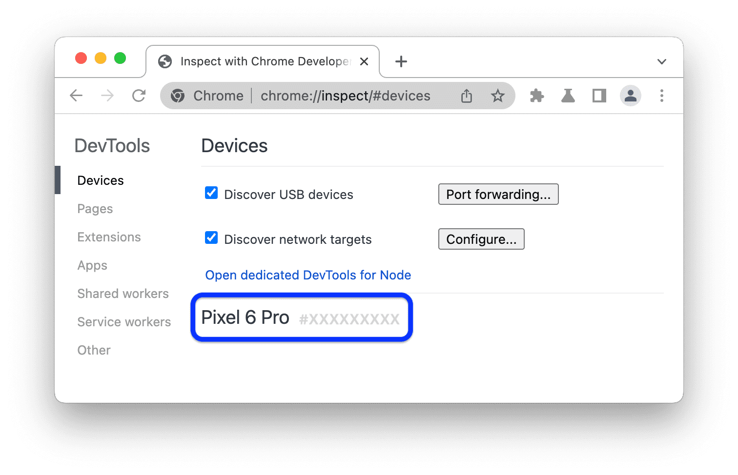 Un dispositivo conectado correctamente designado con un nombre de modelo.