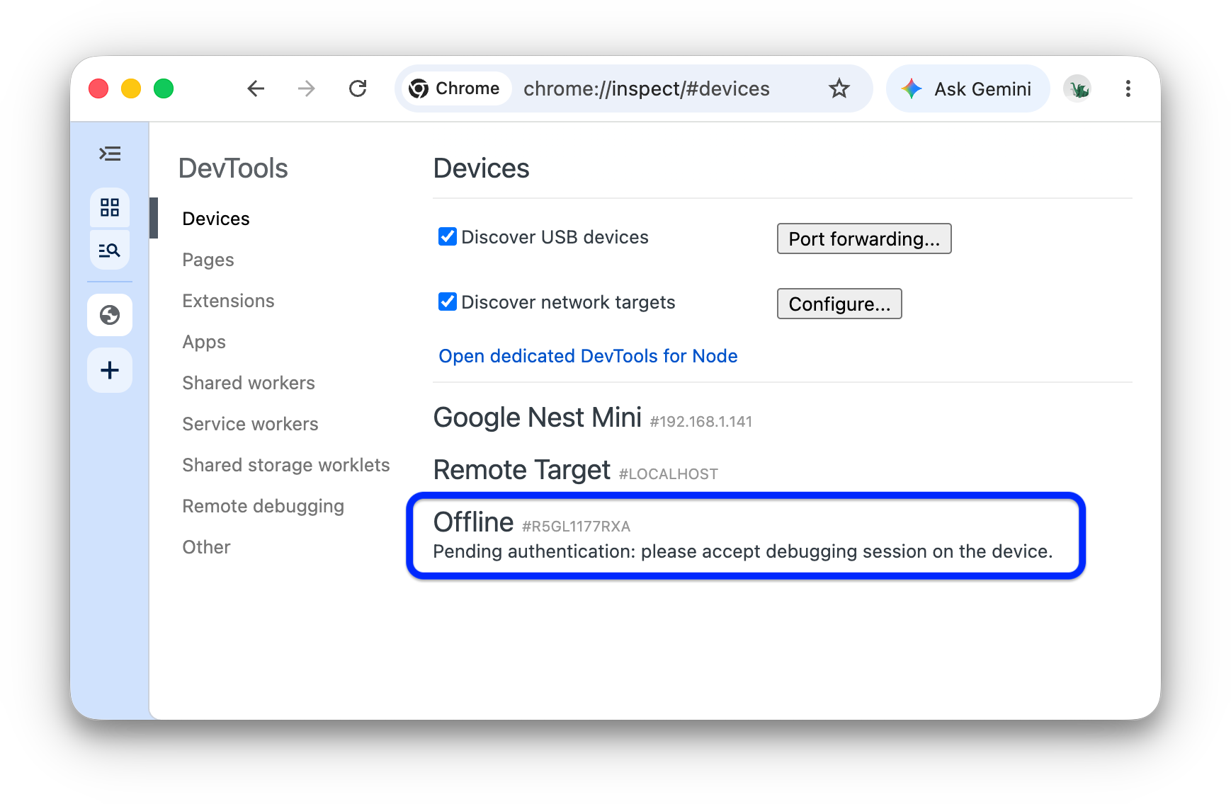 오프라인 기기가 인증 대기 중입니다.