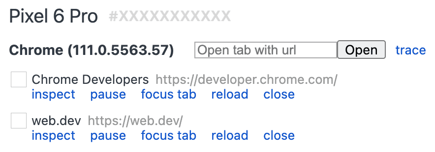 The menu for pausing, reloading, focusing, or closing a tab.