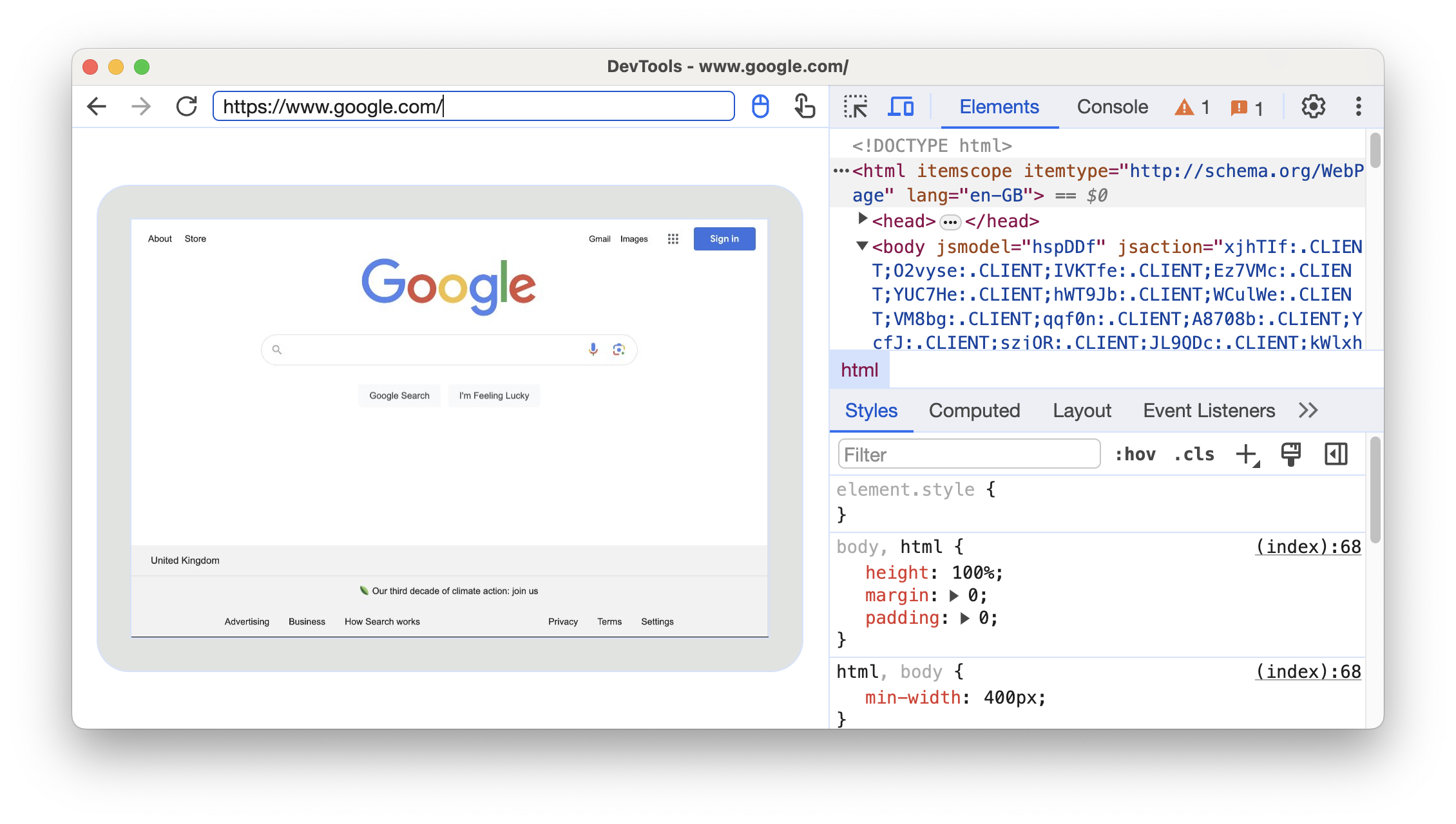 (기기 모드의 DevTools)