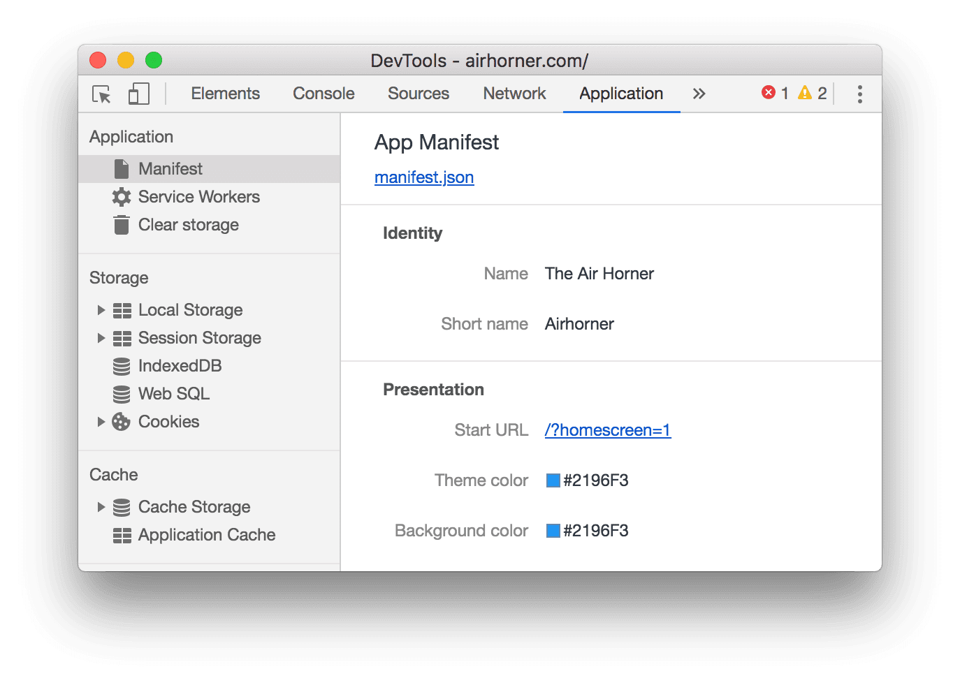 アプリケーション パネル