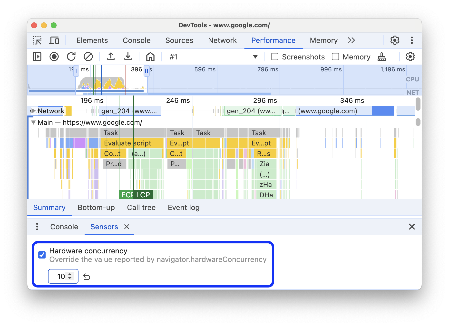 „Hardware-Parallelität“ mit 10 Kernen aktiviert