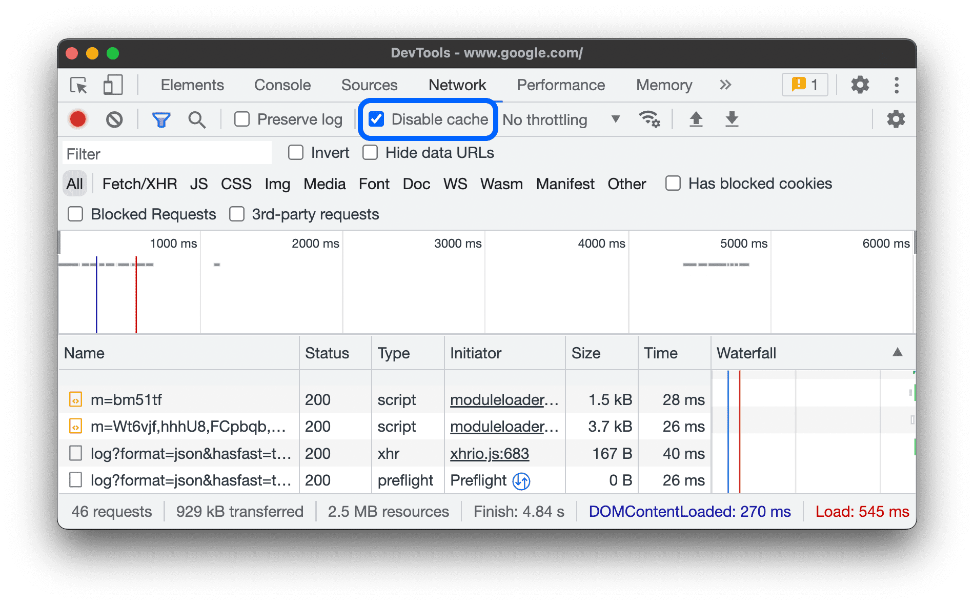 'कैश मेमोरी की सुविधा बंद करें' चेकबॉक्स.