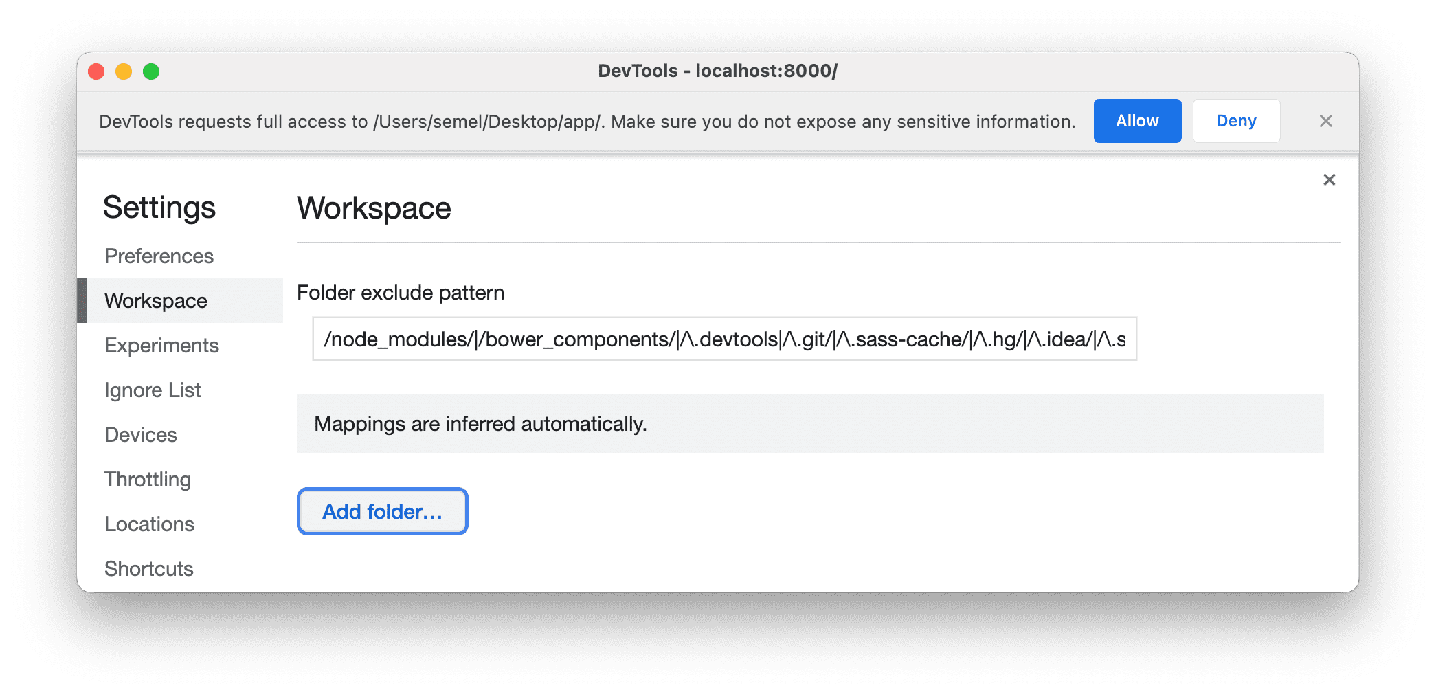 Запрос с запросом полного доступа к исходным кодам DevTools.