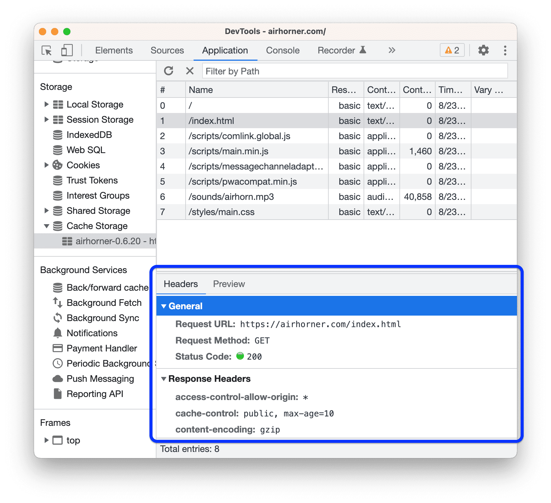 View cache data | Chrome DevTools | Chrome for Developers