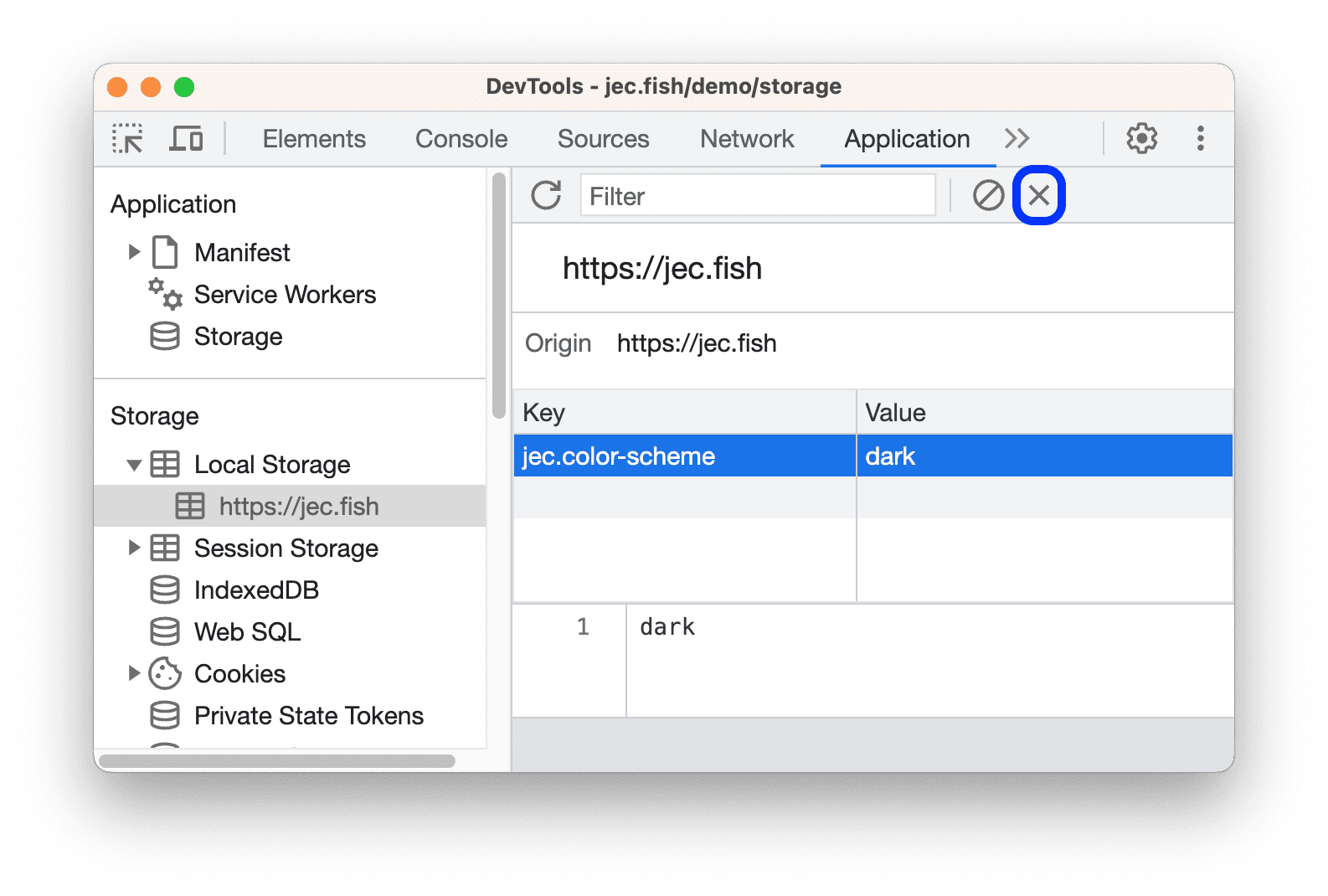 Deleting the selected key-value pair.