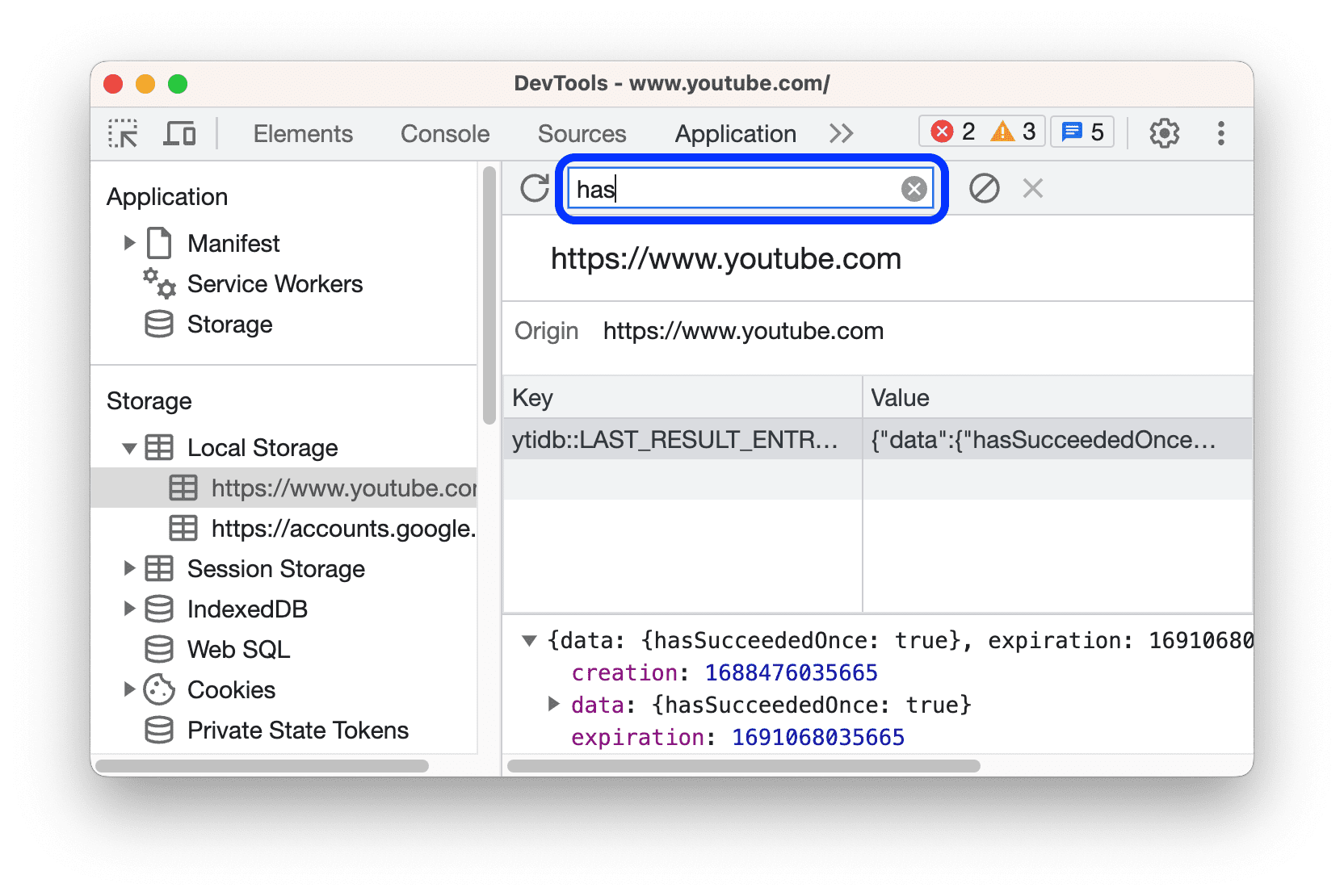 Memfilter key-value pair yang tidak berisi string &#39;has&#39;.