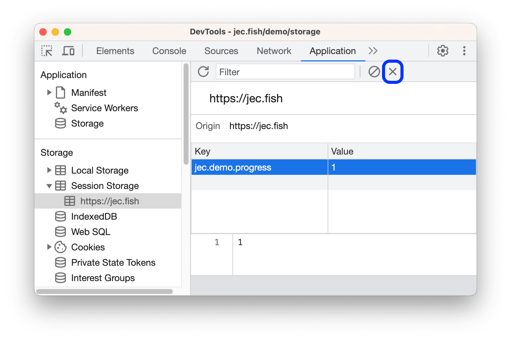 Deleting the selected key-value pair.