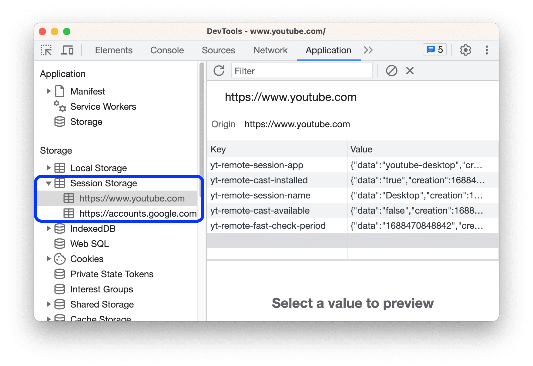 sessionStorage Example